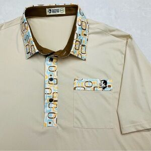 NWOT NATION GOLF CO The Special Reserve Hard Collar Beige Retro Polo Mens 3XL